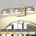 KELIDEN Vanity Light Fixture, 3-Light Brushed Nickel Bathroom Vanity Light with 5CCT, Dimmable Modern Wall Light for Mirror and Bathroom