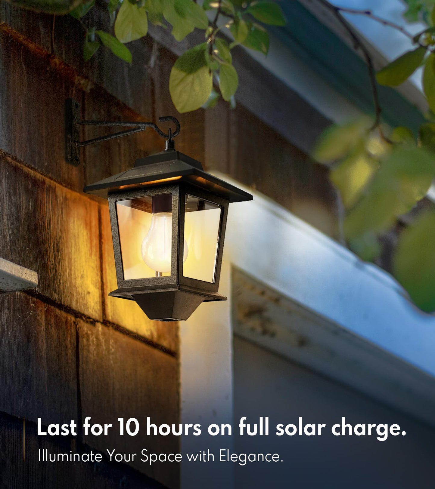 PASAMIC 2 Pack Solar Wall Lanterns,Outdoor Hanging Lights with 4 Solar Panels,Dusk to Dawn Led Outdoor Wall Sconce, Anti-Rust Waterproof Lanterns