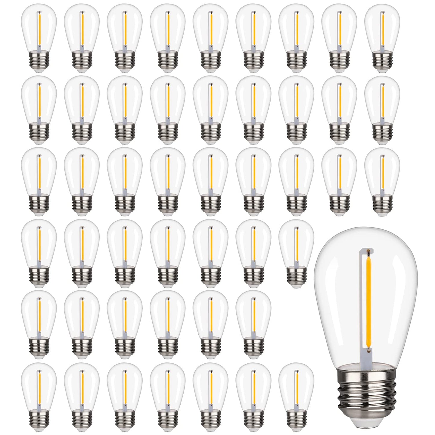 FUTIME 48Pack S14 LED String Light Bulbs, 1W Shatterproof Replacement Bulbs
