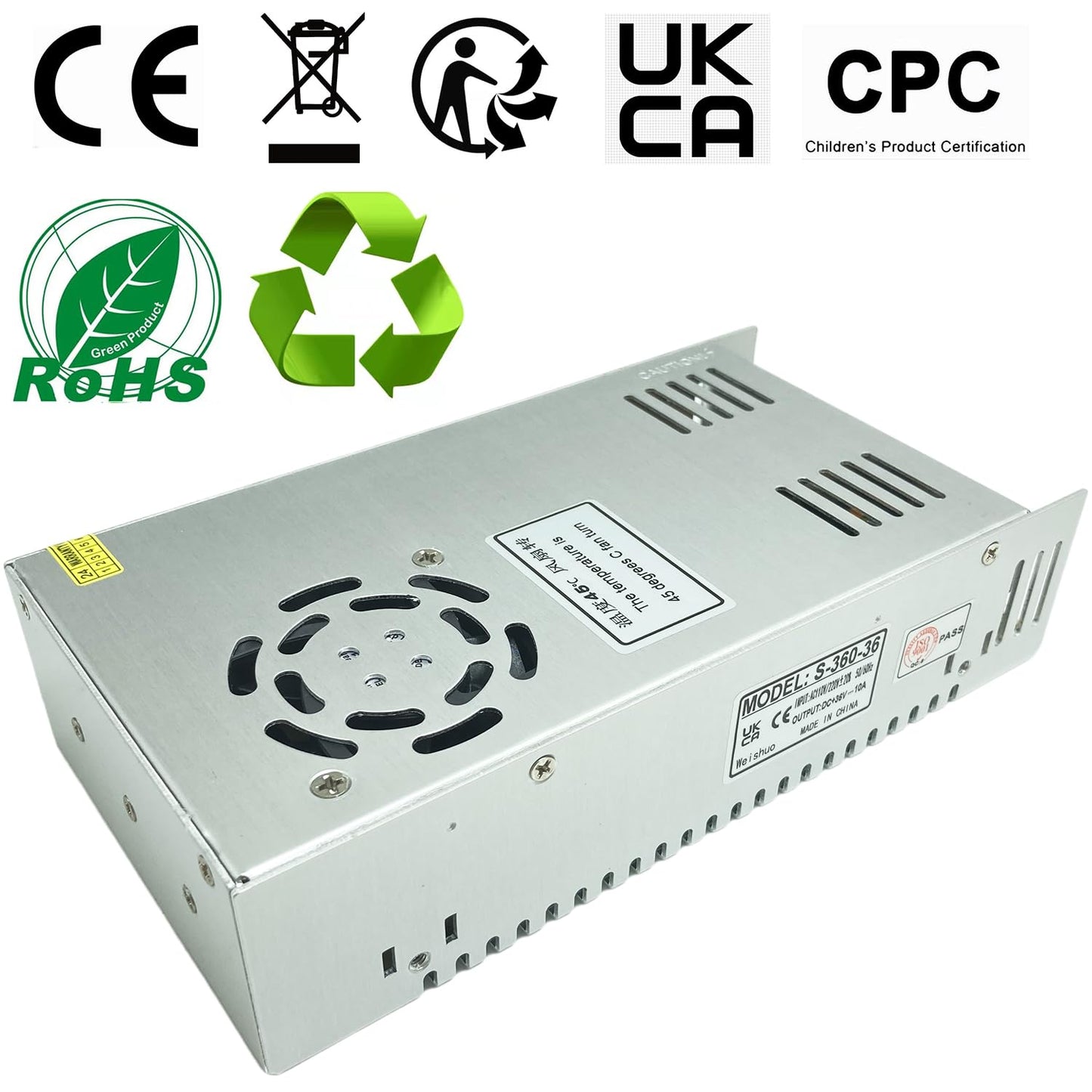 Universal Switching Power Supply Lianshi Regulated Transformer Short Circuit and Overcurrent Protection AC100-260V DC36V 5A-10A
