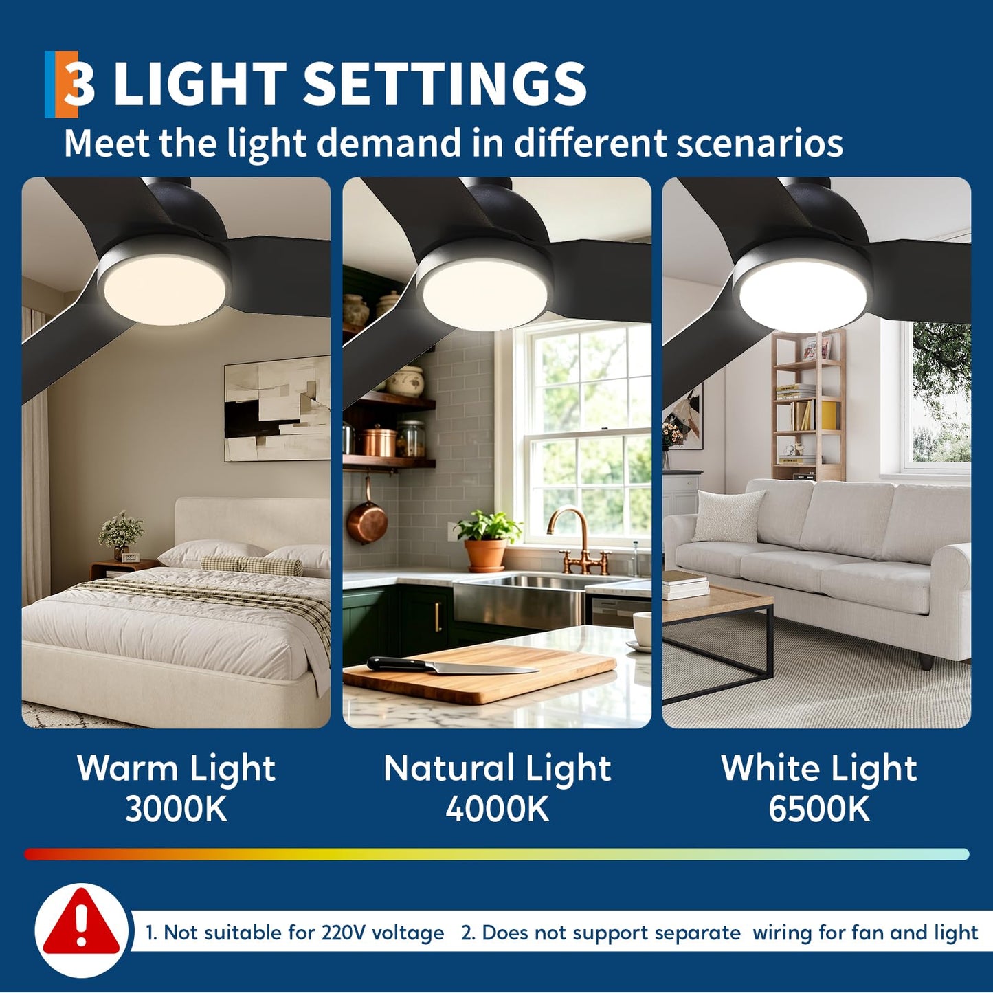 JustSmart 42" Ceiling Fans with Light and Remote