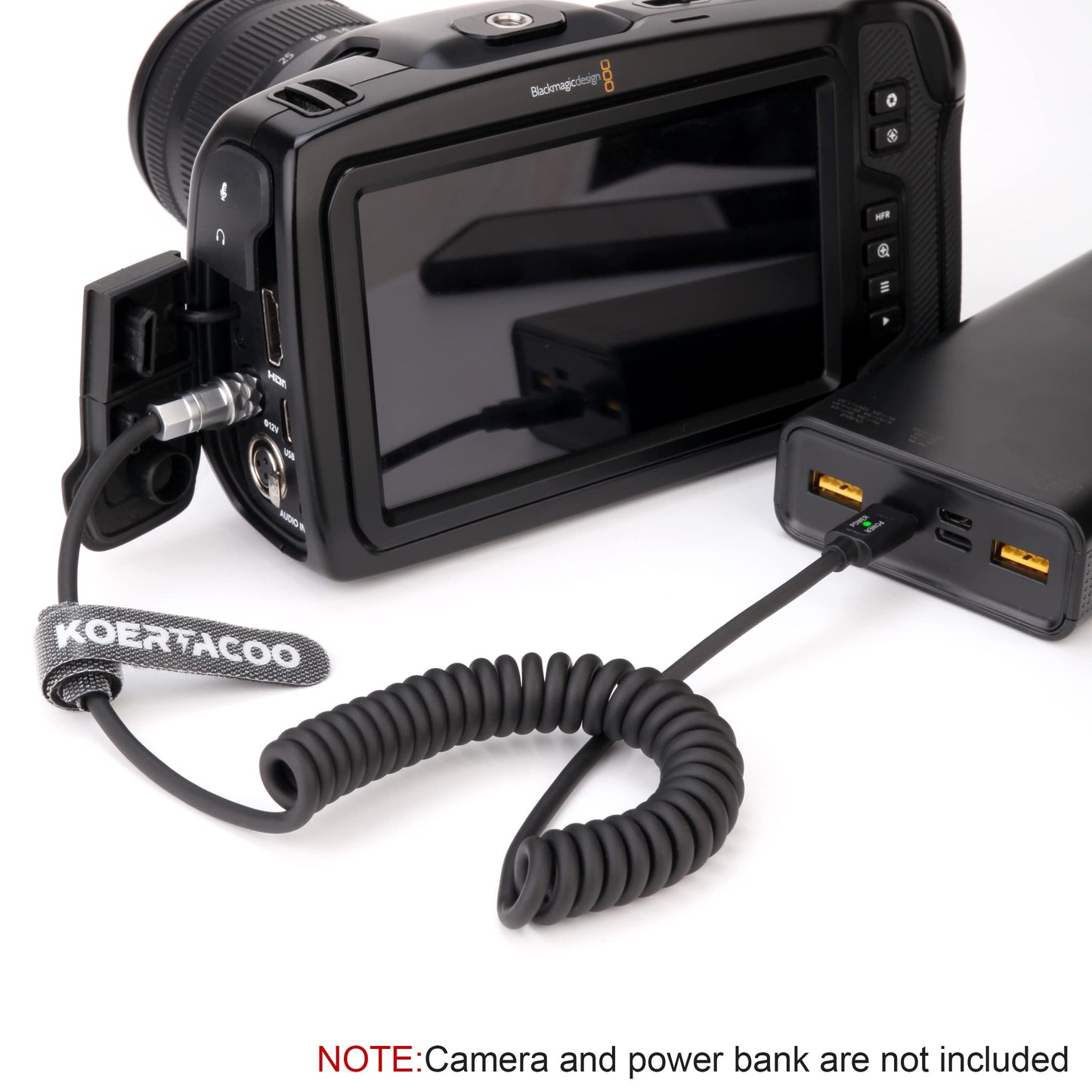 KOERTACOO BMPCC 4K/6K Trigger Coiled Power Cable for Blackmagic Pocket Cinema Camera 4K/6k,USB C Type-C PD Male Connector to Weipu SF61B/S2 2-pin