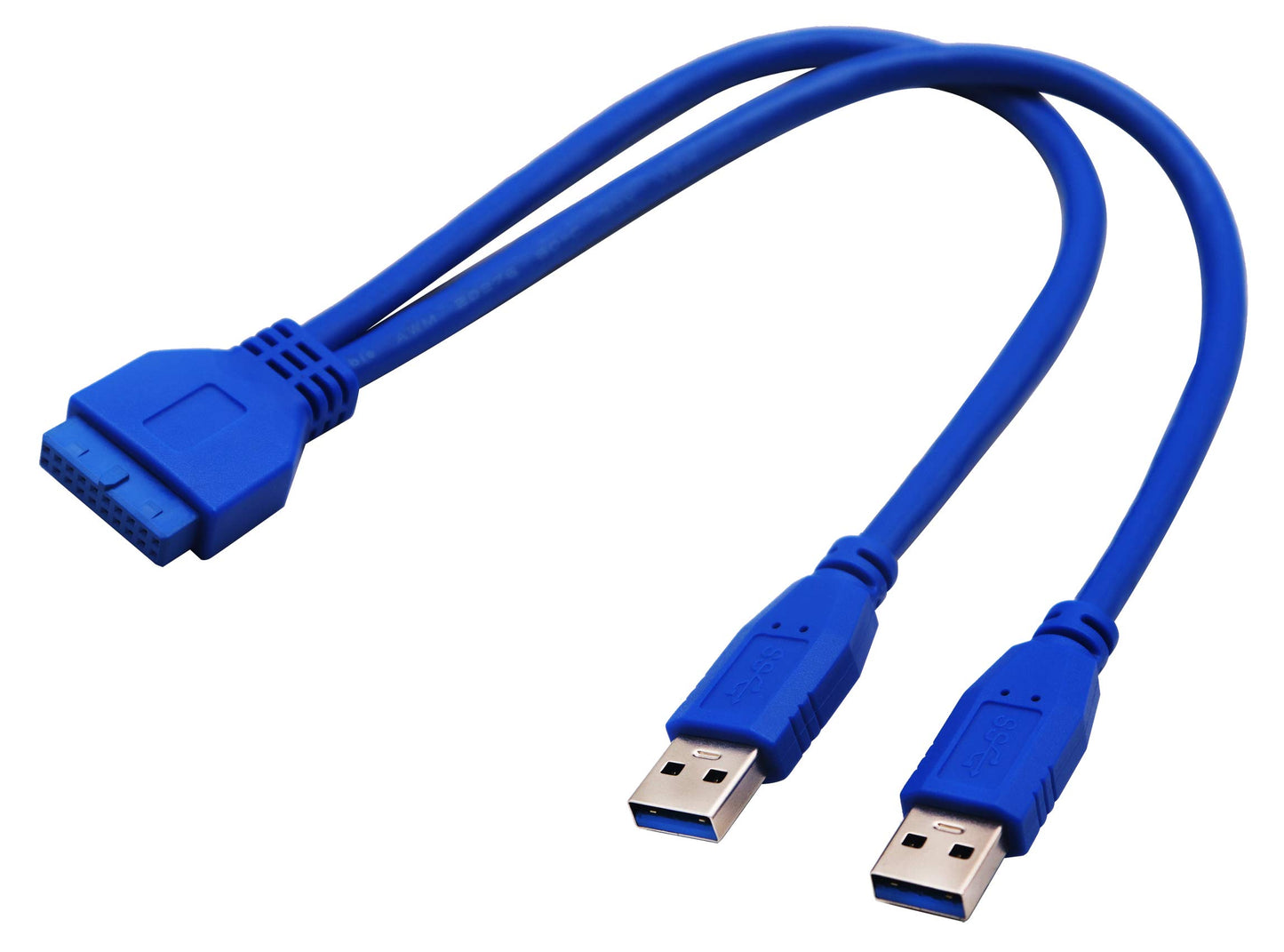 AAOTOKK 2 Port USB 3.0 Splitter Adapter Cable Dual Port USB 3.0 A Male to 20 Pin Motherboard Header Extension Cable for USB Ports Directly to Computer