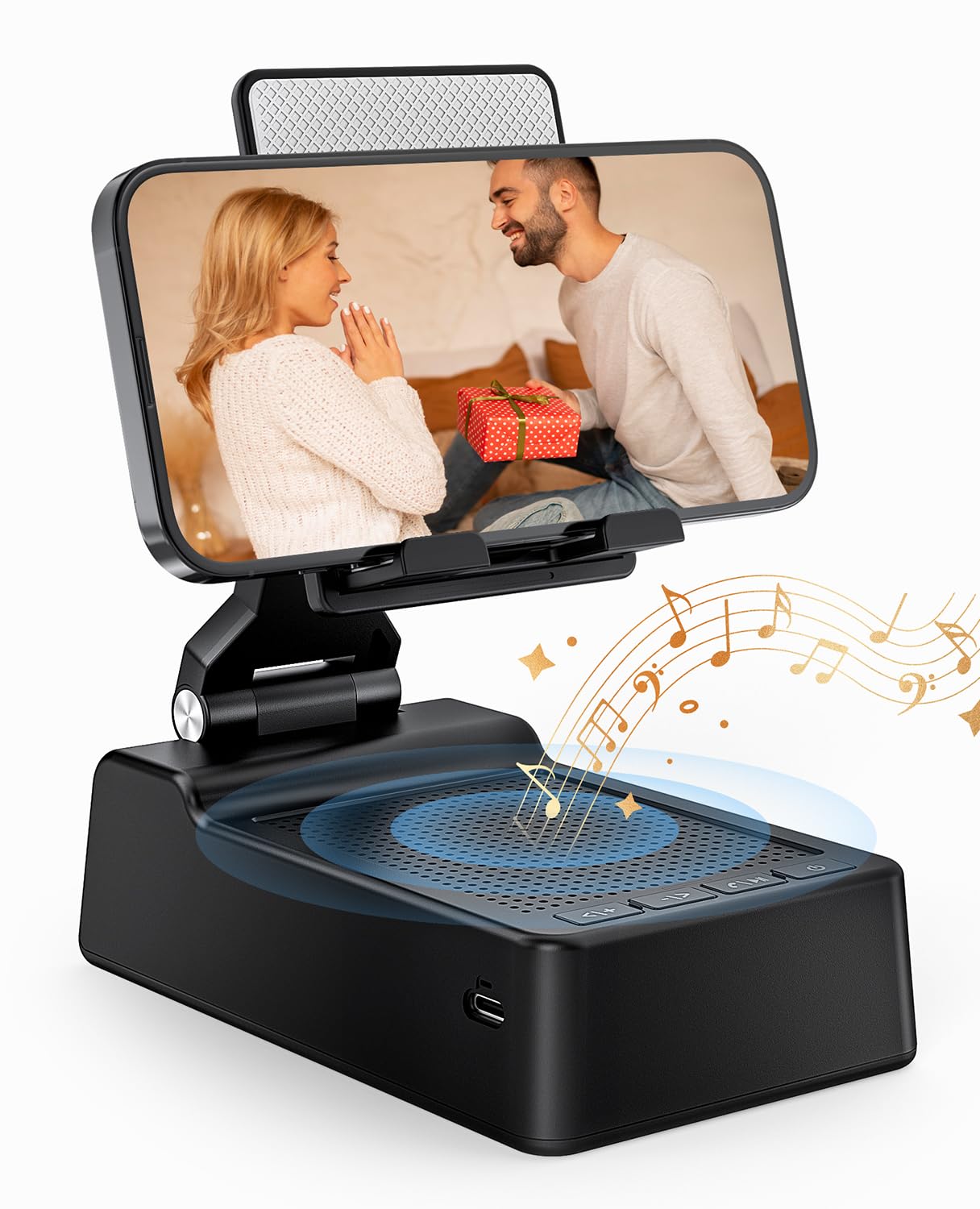 Gifts for Men Women, Phone Stand with Bluetooth Speaker, HD Surround Sound Speaker, Compatible with all iPhone/Android phones iPad Kindle, Cool Gadget
