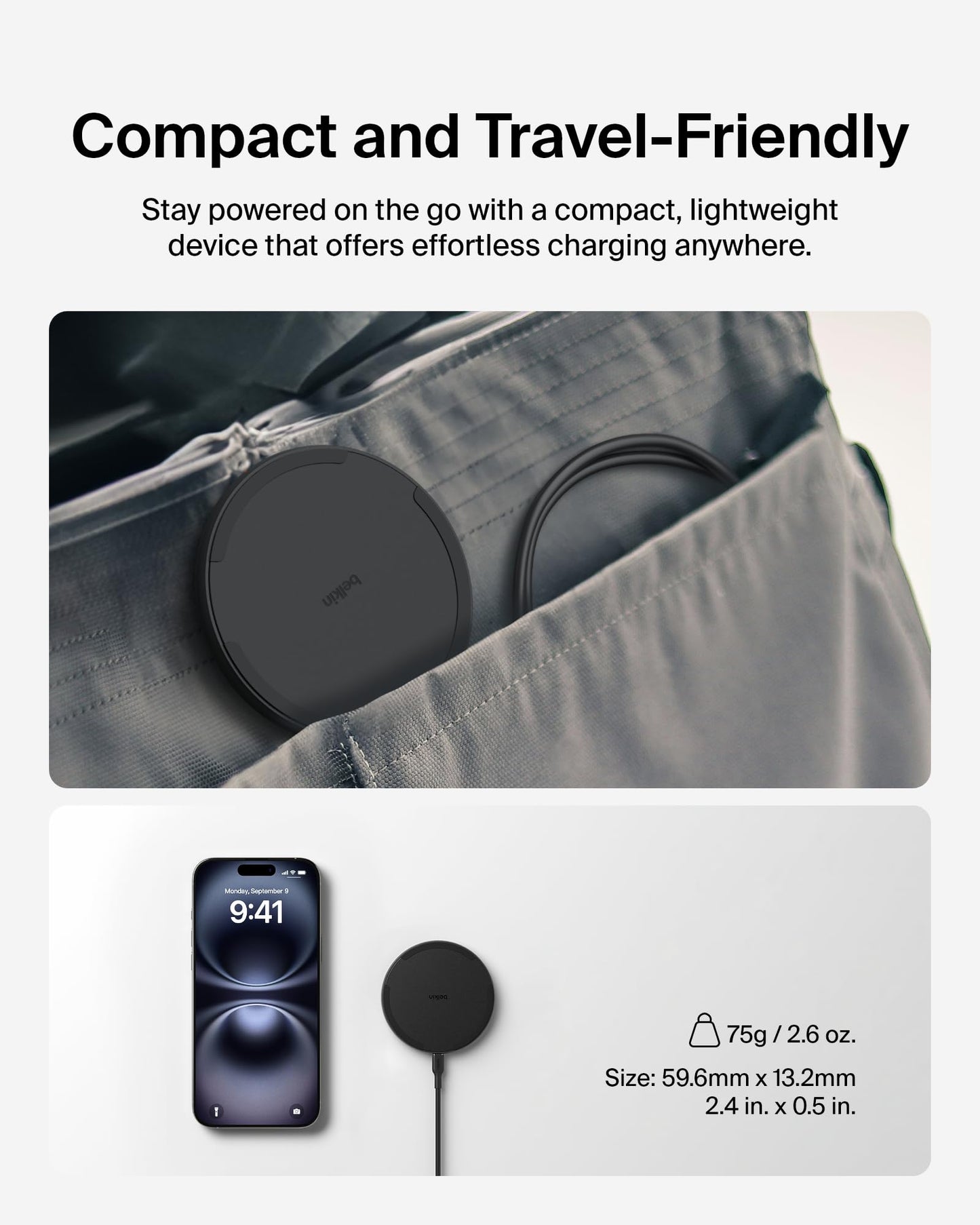 Belkin Wireless Charging Pad 15W - Qi Charger, Charging Station for Apple iPhone 17, iPhone 16/15/14 Series, AirPods, Samsung Galaxy S25, Galaxy S24