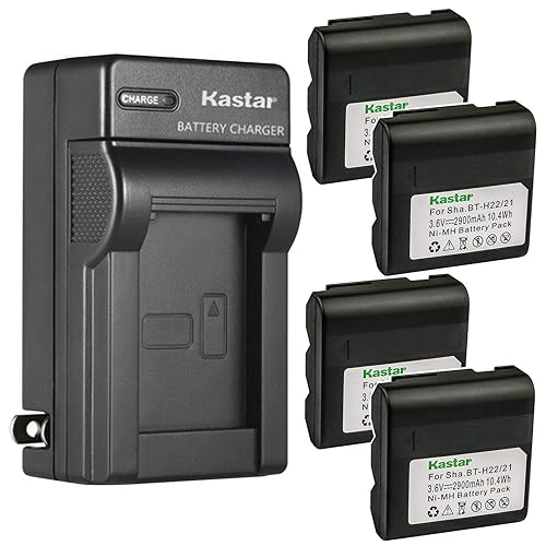 Kastar 4-Pack Battery and AC Wall Charger Compatible with Sharp BT-H21 BT-H21U BT-H22 BT-H22U BT-H32 BT-H32U BT-H42 BT-H42U, Duracell DR7 Empire
