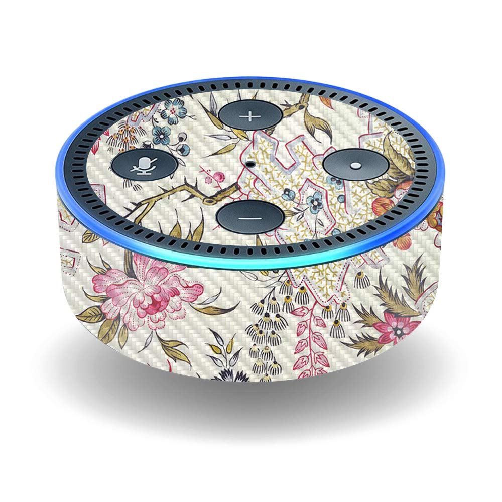 MightySkins Carbon Fiber Skin for Amazon Echo Dot (2ND Gen) - Floral Design | Protective, Durable Textured Carbon Fiber Finish | Easy to Apply…