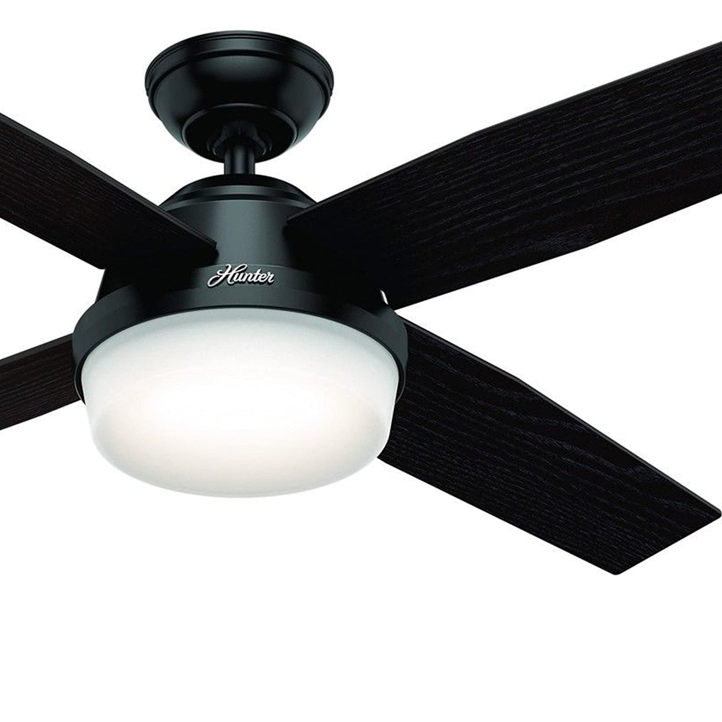 Hunter Fan 52 inch Contemporary Ceiling Fan in Matte Black with LED Light and Remote Control (Renewed)