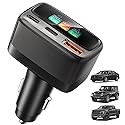 105W USB C Car Charger with Digital Color Display, 3-Port Fast Charging Cigarette Lighter Adapter for iPhone 17/16/15 Pro Max, Samsung S26, Travel Car