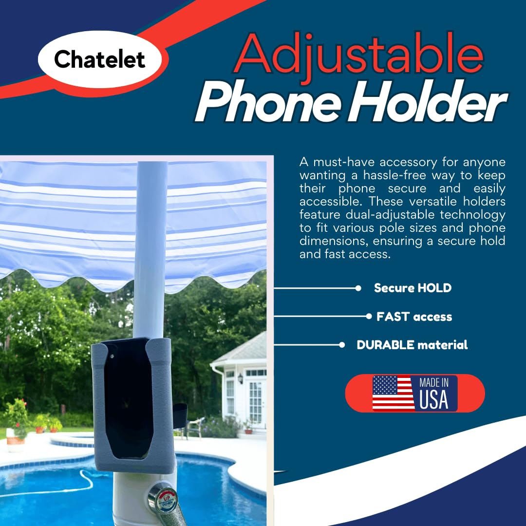 Chatelet Universal Strap-On Phone Holder Mount | Attaches to Boat Rails, Golf Carts, Strollers, Wheelchairs, Bikes, Scooters & Fitness Equipment |