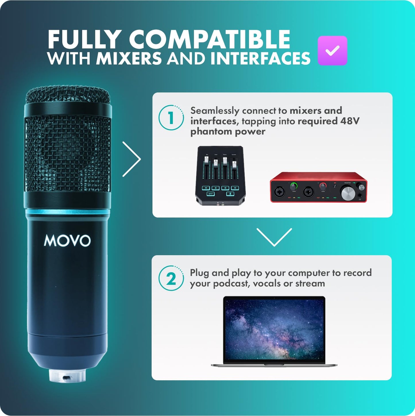 Movo PodPak2A 2-Pack Universal Cardioid Condenser Microphone Kit with Articulating Scissor Arm Mic Stand, Shock Mount, and Gooseneck Pop Filter