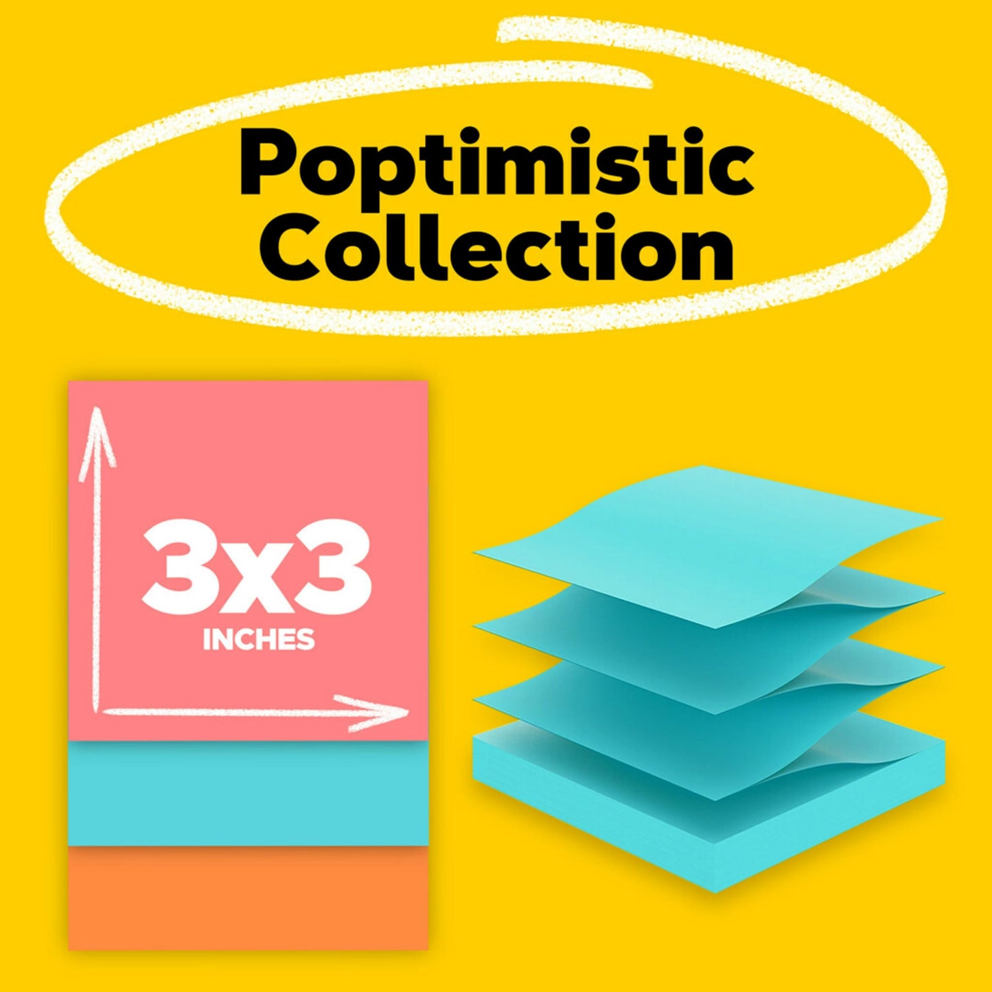 Post-it Pop-up Notes, 3" x 3", Assorted, 100 Sheets Per Pad, 5 Pads