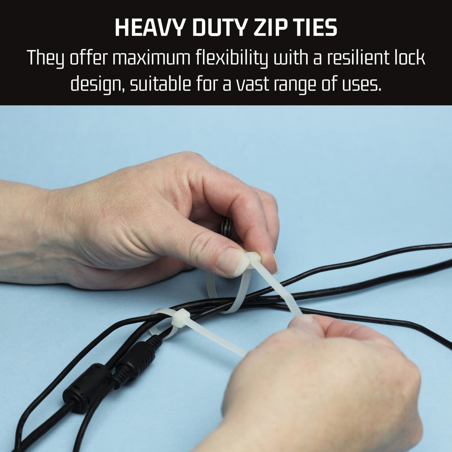 Bolt Dropper 6" White Zip Cable Ties (100 Pack), 40lbs Tensile Strength - Heavy Duty, Self-Locking Premium Nylon Wire for Indoor and Outdoor