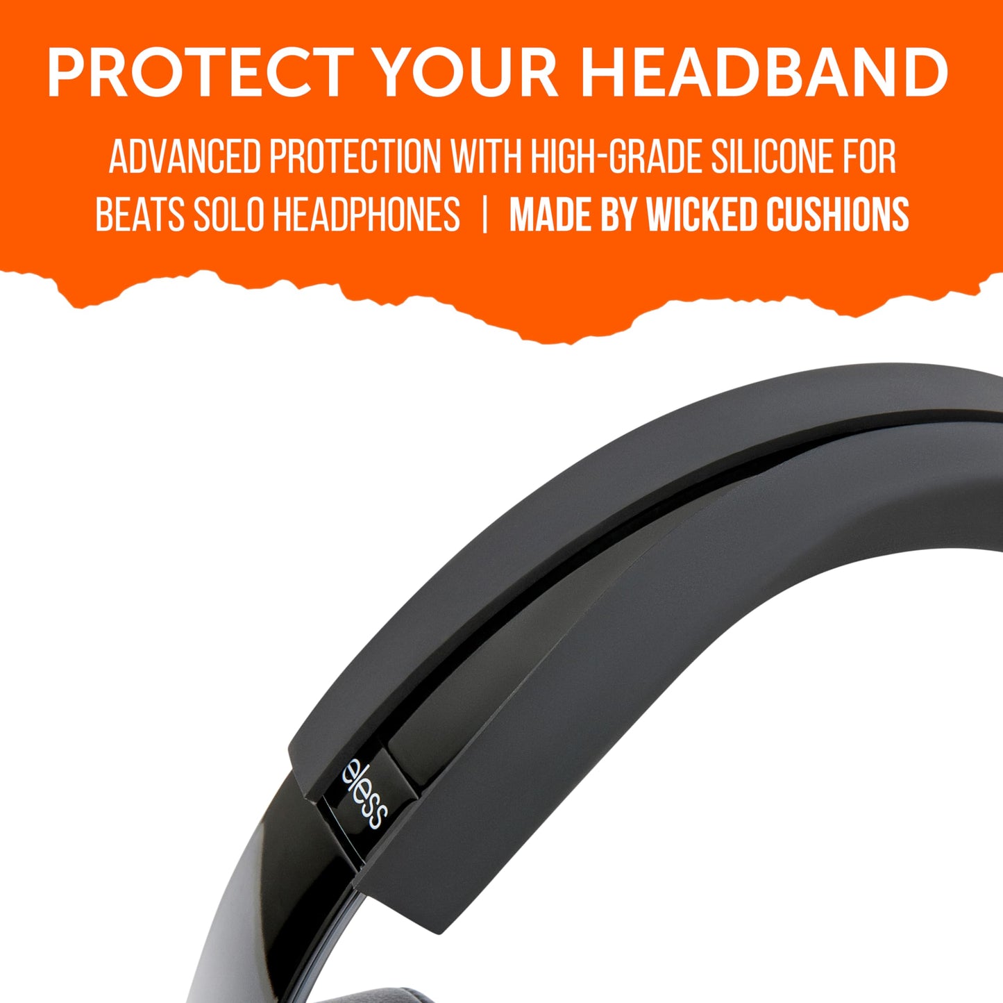 WC BandZ Solo - Silicone Headband Cover for Beats Headphones by Wicked Cushions | Enhanced Comfort & Sweat Protection | for Beats Solo 4, 2, 3 | Black