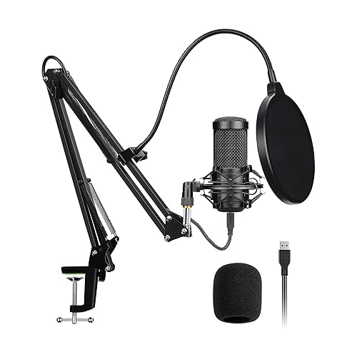 MEKOFO Condenser Microphone,PC Computer Podcast USB Condenser Microphone Cardioid Metal Mic Kit for Recording, Podcasting, Home Studio, YouTube