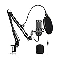 MEKOFO Condenser Microphone,PC Computer Podcast USB Condenser Microphone Cardioid Metal Mic Kit for Recording, Podcasting, Home Studio, YouTube