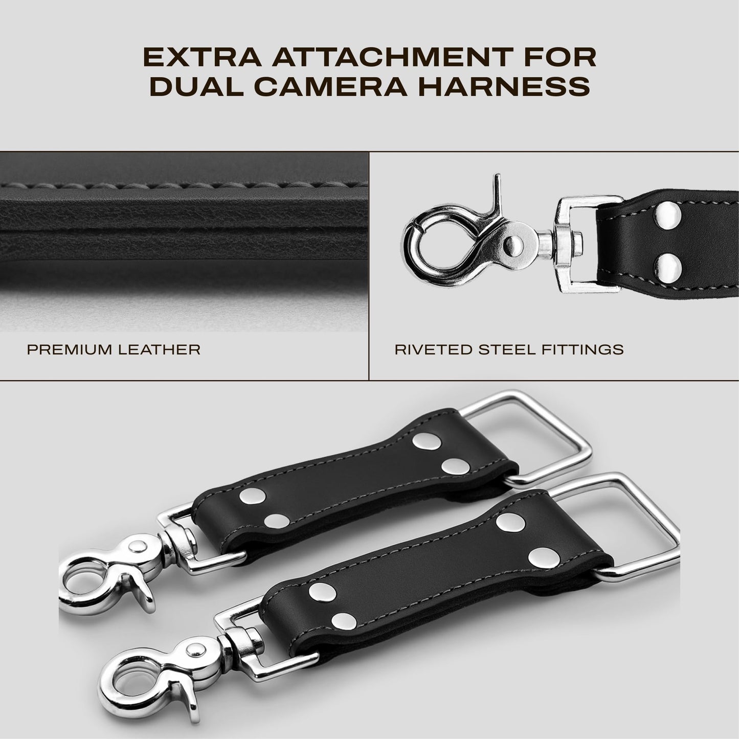 C Coiro Extra Attachments Single and Dual Camera Harness for Camera Bag, Sling Bag, Pouch, Lens Case Perfect Photography Accessories for Leather