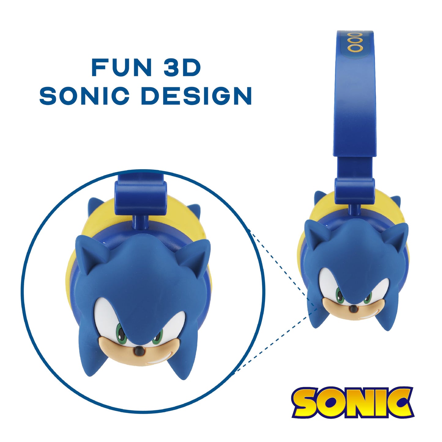 Sonic The Hedgehog - Kids Bluetooth Headphones, Wireless & Wired Over-Ear Headphones with Safe Volume, Adjustable Headband, Rechargeable Battery…