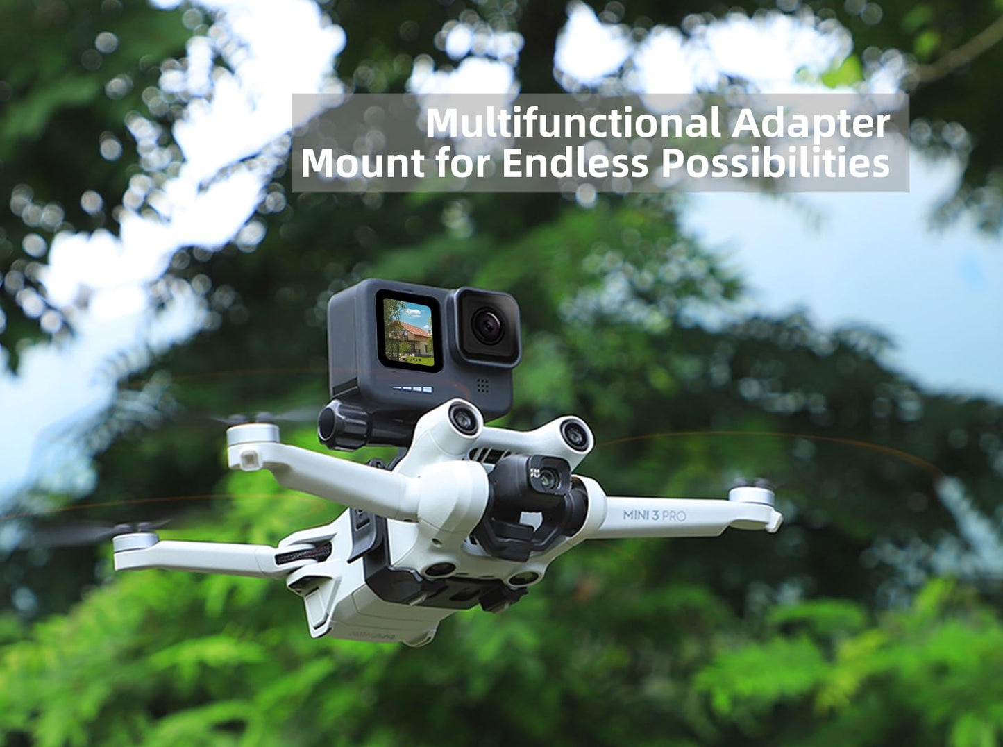 BTG DJI Mini 3 Pro Drone Action Camera Mount Holder for DJI OSMO Action 4 3/Pocket 3 2 /GoPro Series/Fimi Palm 1, 2 / Insta360 ONE X3 X2/ONE R/Night
