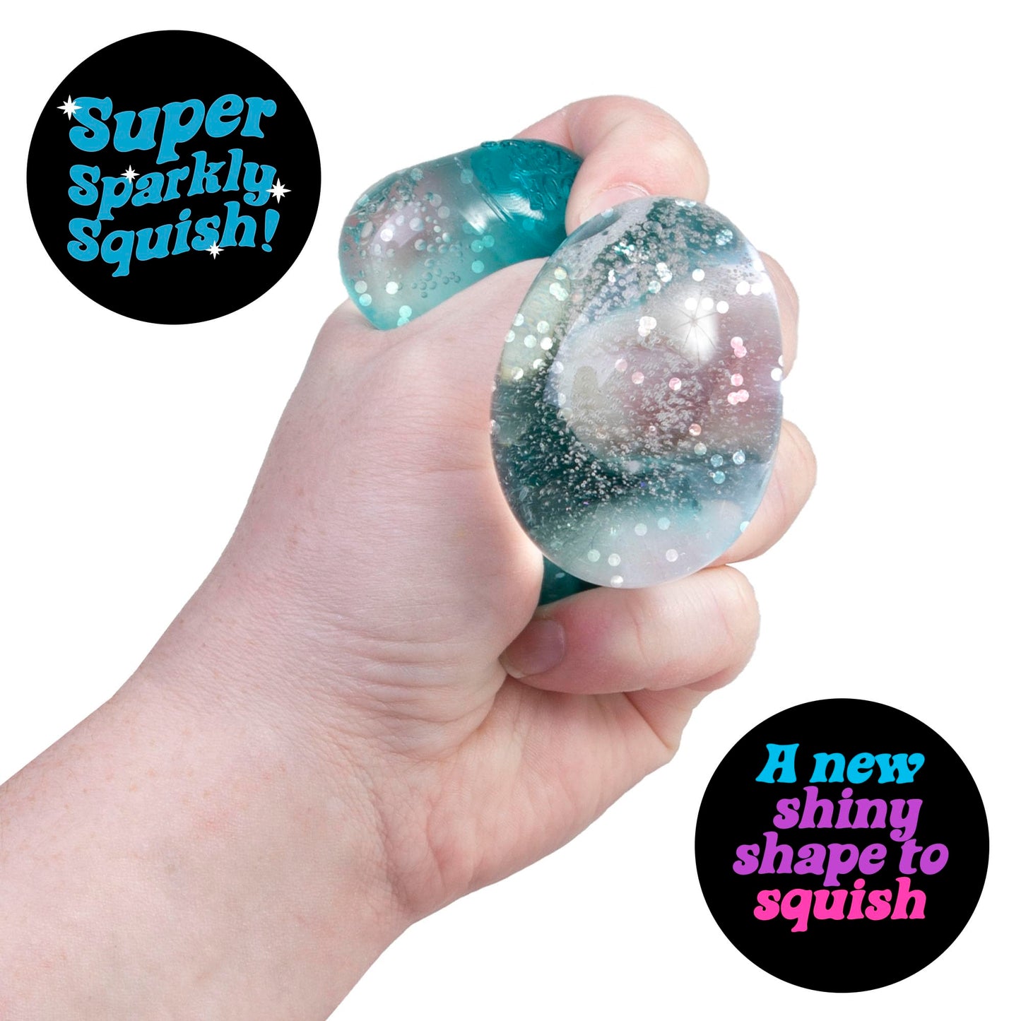 Schylling NeeDoh Groovy Jewel - Sensory Toy - Satisfying Super Sparkly Liquid Filling - Ages 3 and Up - Color May Vary; One Per Pack