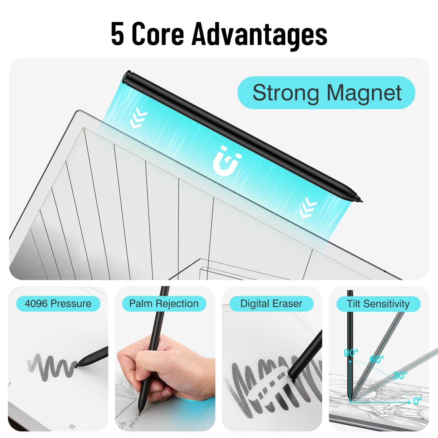 Magnetic Stylus Pen for Remarkable 2 Pen with Eraser, Digital Replacement Pen for Remarkable 2 Stylus Alternative Marker Plus, 4096 Pressure