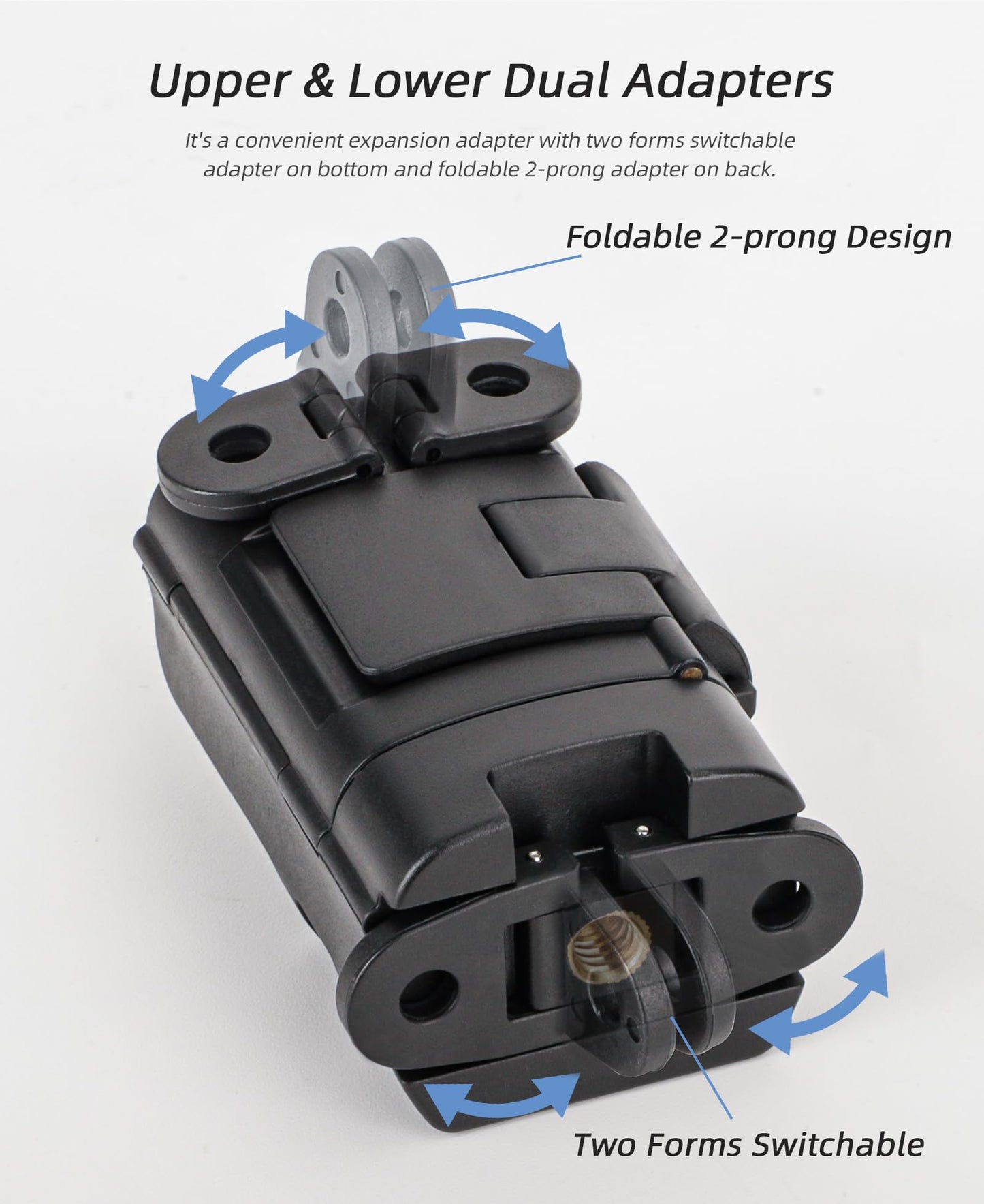 Honlyn Expansion Adapter for DJI Osmo Pocket 3,Dual Gopro Foldable Interface with 1/4 Holes for Selfie-Stick/Tripod/Car/Bicycle/Backpack/Chest Strap