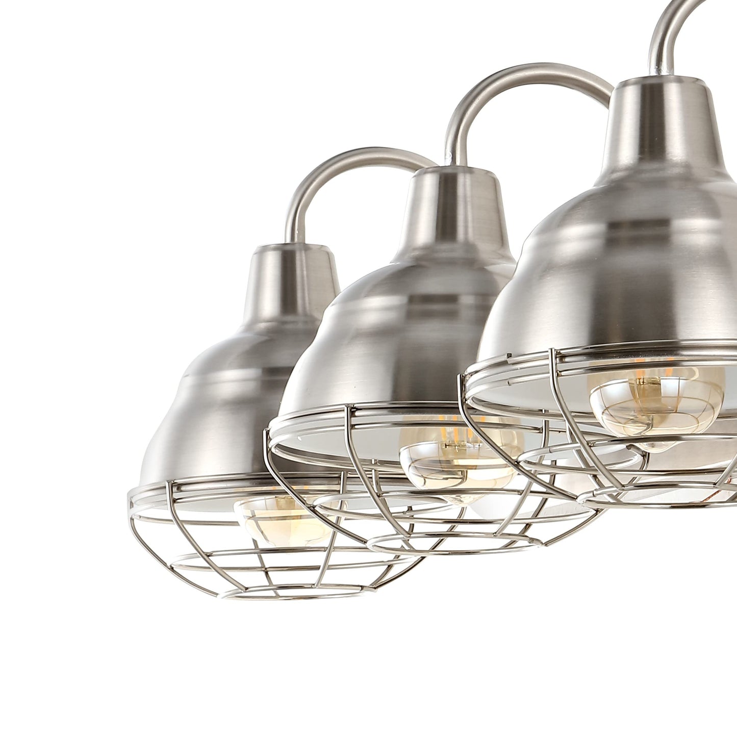JONATHAN Y 24.5" Nickel 3-Light Industrial Farmhouse Vanity Light for Bathroom Mirror, Rustic Metal Wall Sconce Fixture, Iron Caged Shade, LED Bulbs