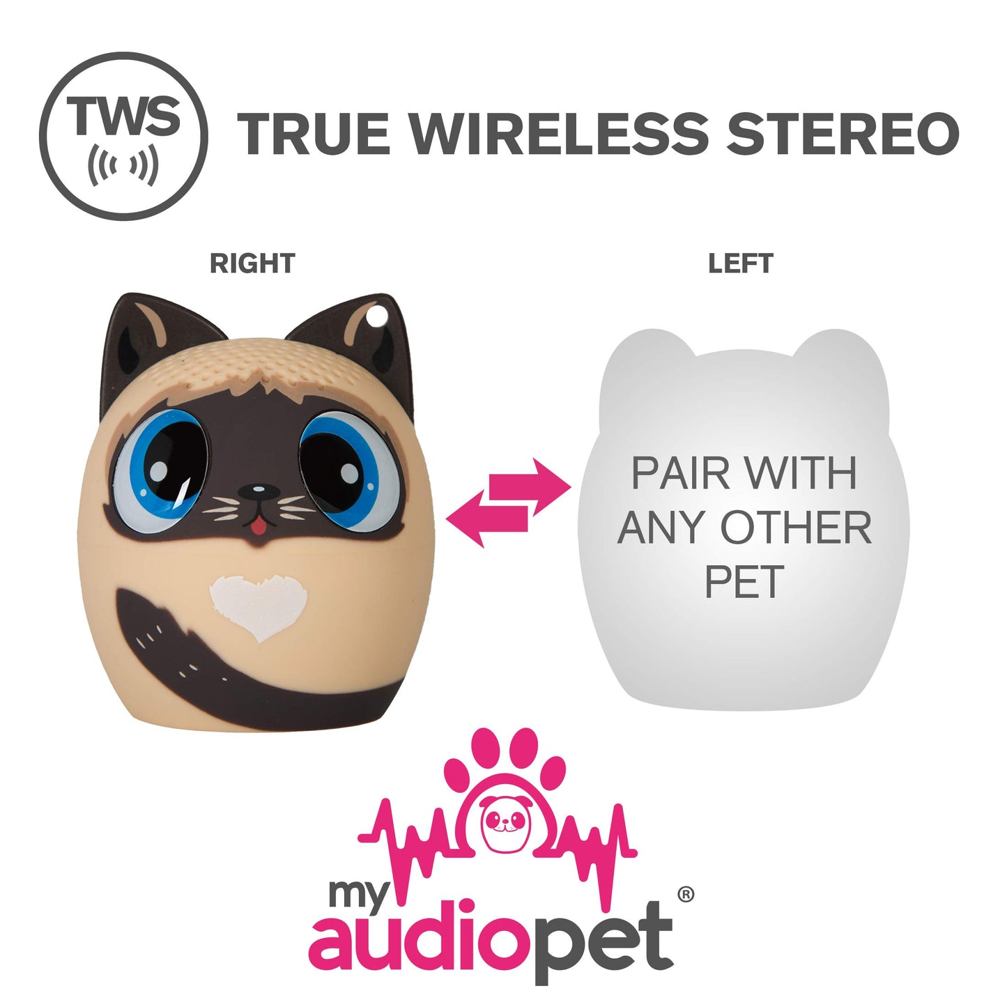 My Audio Pet Mini Bluetooth Animal Wireless Speaker for Kids of All Ages - True Wireless Stereo - Pair with Another TWS Pet for Powerful Rich