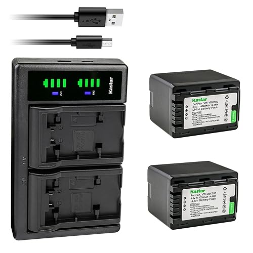 Kastar 2-Pack VW-VBK360 Battery and LTD2 USB Charger Replacement for Panasonic HC-V500, HC-V500GK, HC-V500K, HC-V500M, HC-V500MGK, HC-V500MK