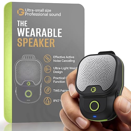 GOTOOLZ Wearable Bluetooth Speaker, Bluetooth 5.4 Clip On Wireless Speaker with Mic, TWS Function, 12Hrs Playtime, IPX7 Waterproof, Mini Portable