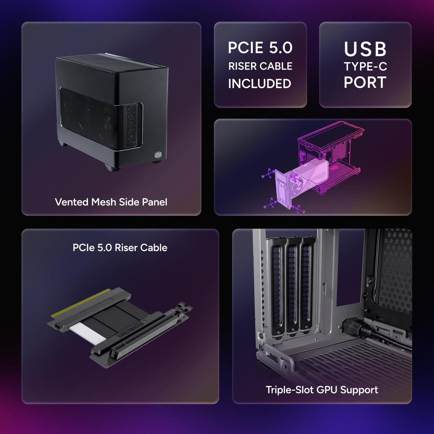 Cooler Master NR200P V3 Mini-ITX PC Case - Top-Mount 280mm Radiator Support, Vertical GPU Mount with Mesh Side Panel & Removable Backplate, PCIe 5.0