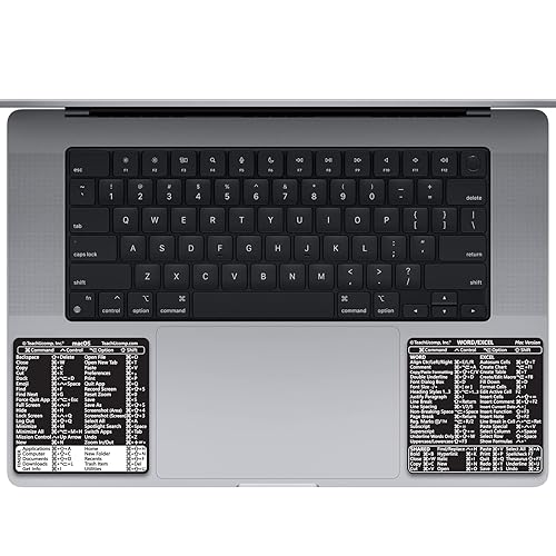TEACHUCOMP Keyboard Shortcuts Sticker for Mac OS Plus Microsoft Word and Excel (for Mac/MacBook) Training Aid Cheat Sheet-Vinyl, Laminated, No-Residue