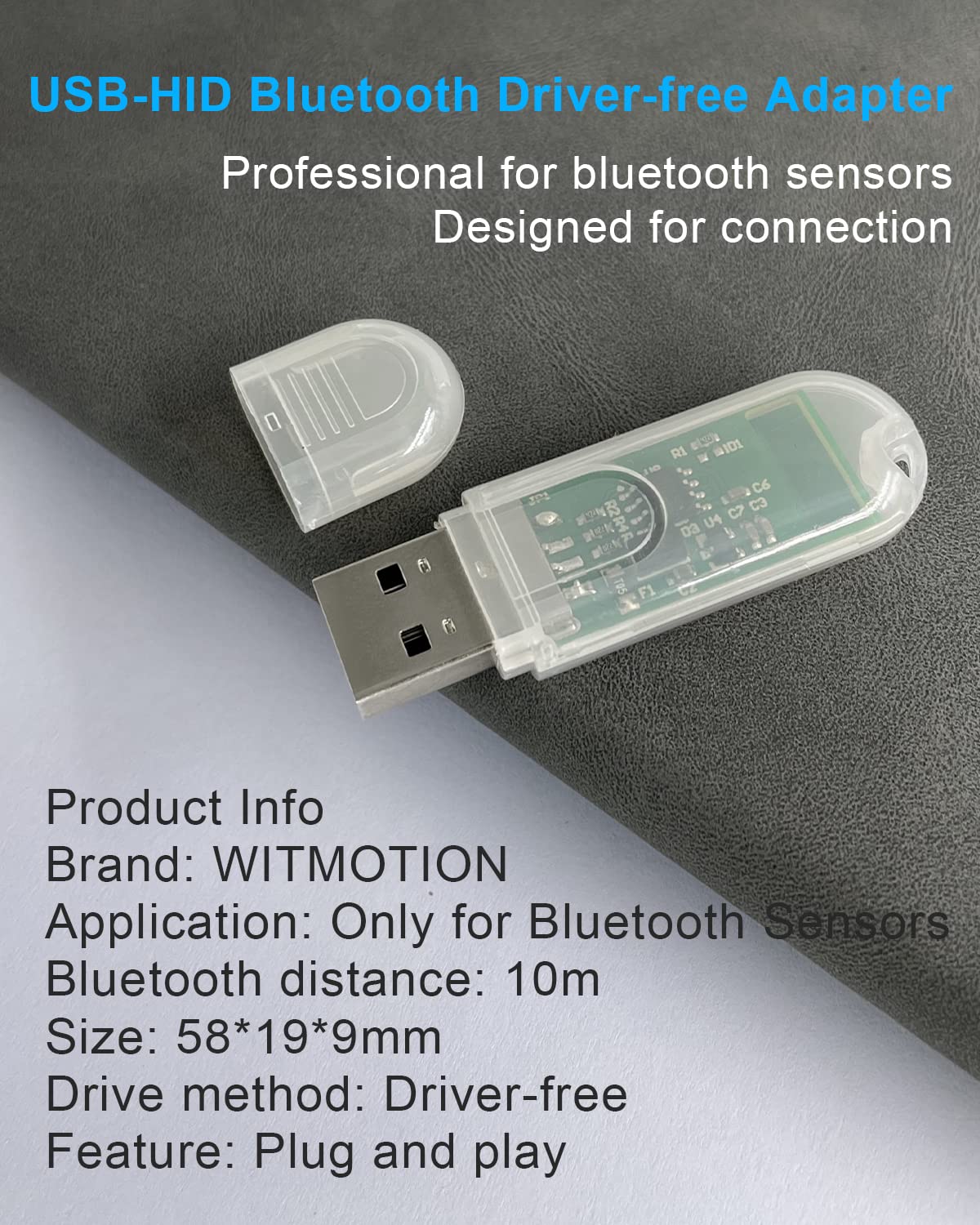 WitMotion USB-HID Wireless Bluetooth Adapter, HID Tech, BT-02 ChipCH340 Driver, Anti-Dust, Small-in-size, Plug & PlayDongle for WITMOTION Bluetooth