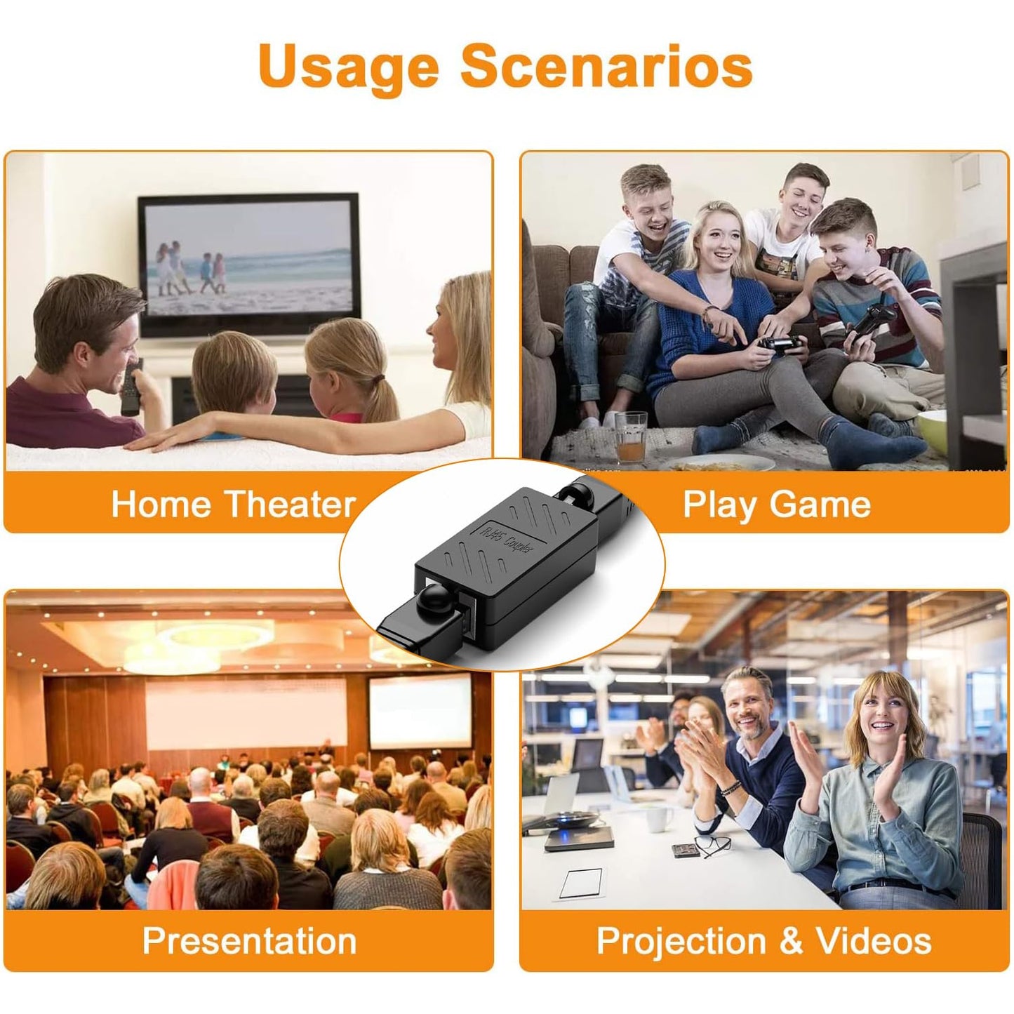 ZUZONG RJ45 Inline Coupler Ethernet Extender Cat7 Cat6 Cat5e Ethernet Coupler Female to Female(RJ45 Coupler Black 20 Pack)