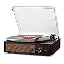 Vinyl Record Player Turntable with Built-in Bluetooth Receiver & 2 Stereo Speakers, 3 Speed 3 Size Portable Retro Record Player for Entertainment