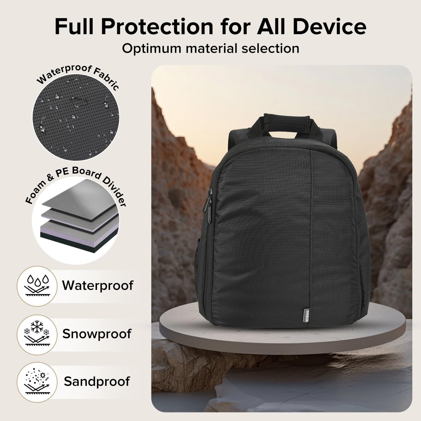 Heliora Camera Backpack Bag Small- Waterproof Professional DSLR Camera Bag Photography Backpack with Customizable Interior, for Canon Nikon Sony