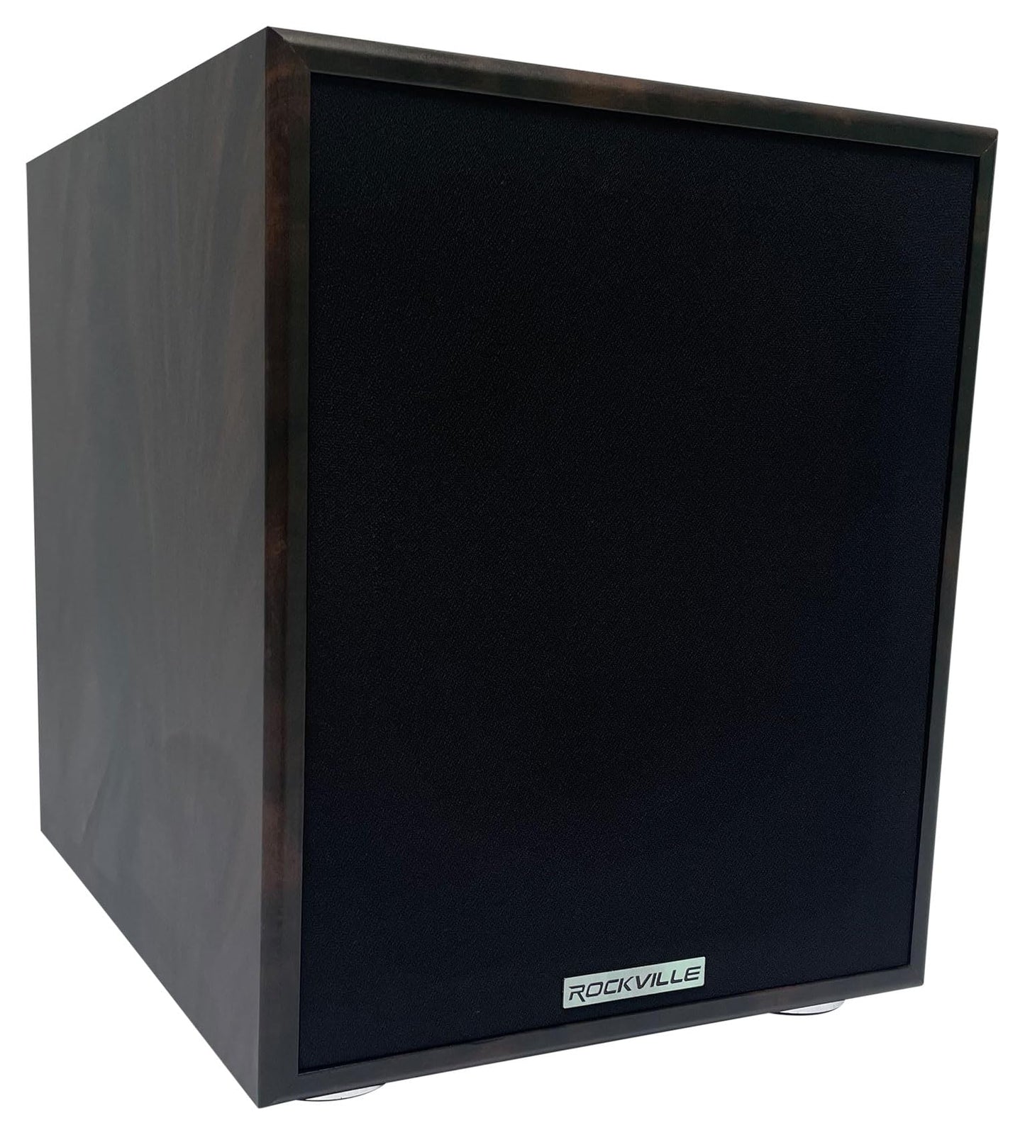 Rockville Rock Shaker Dark Wood 400W 8-Inch Powered Subwoofer, Deep Bass, Adjustable Controls, Stylish Finish, for Home Theater and Music