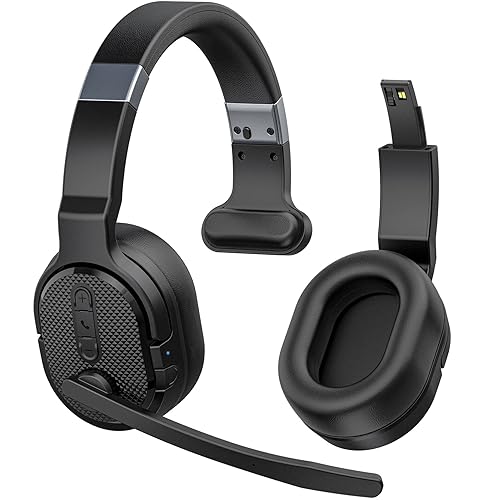 COSMUSIS Trucker Bluetooth Headset, Wireless Headsets with Noise Cancelling Microphone, Long Battery Life Bluetooth Headphones with Detachable…