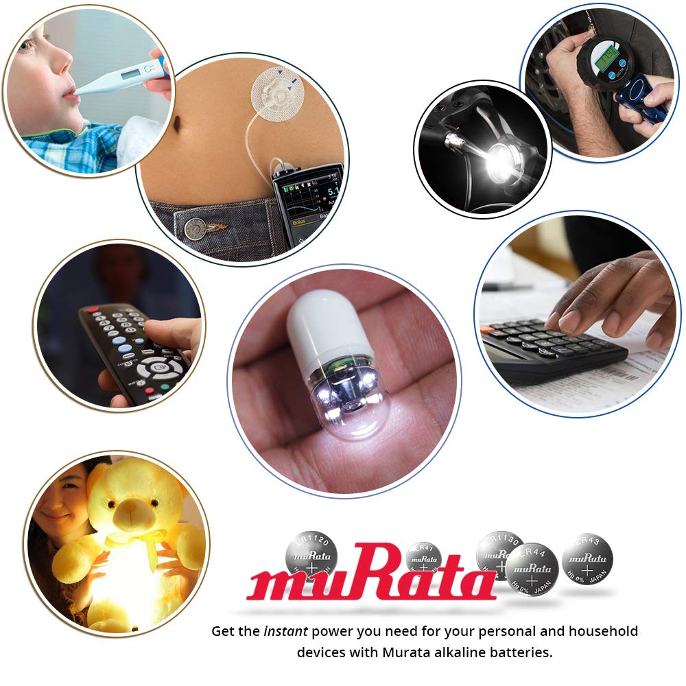 Murata LR41 Battery 1.55V Alkaline Button Cell - Replaces Sony LR41 (2 Batteries)