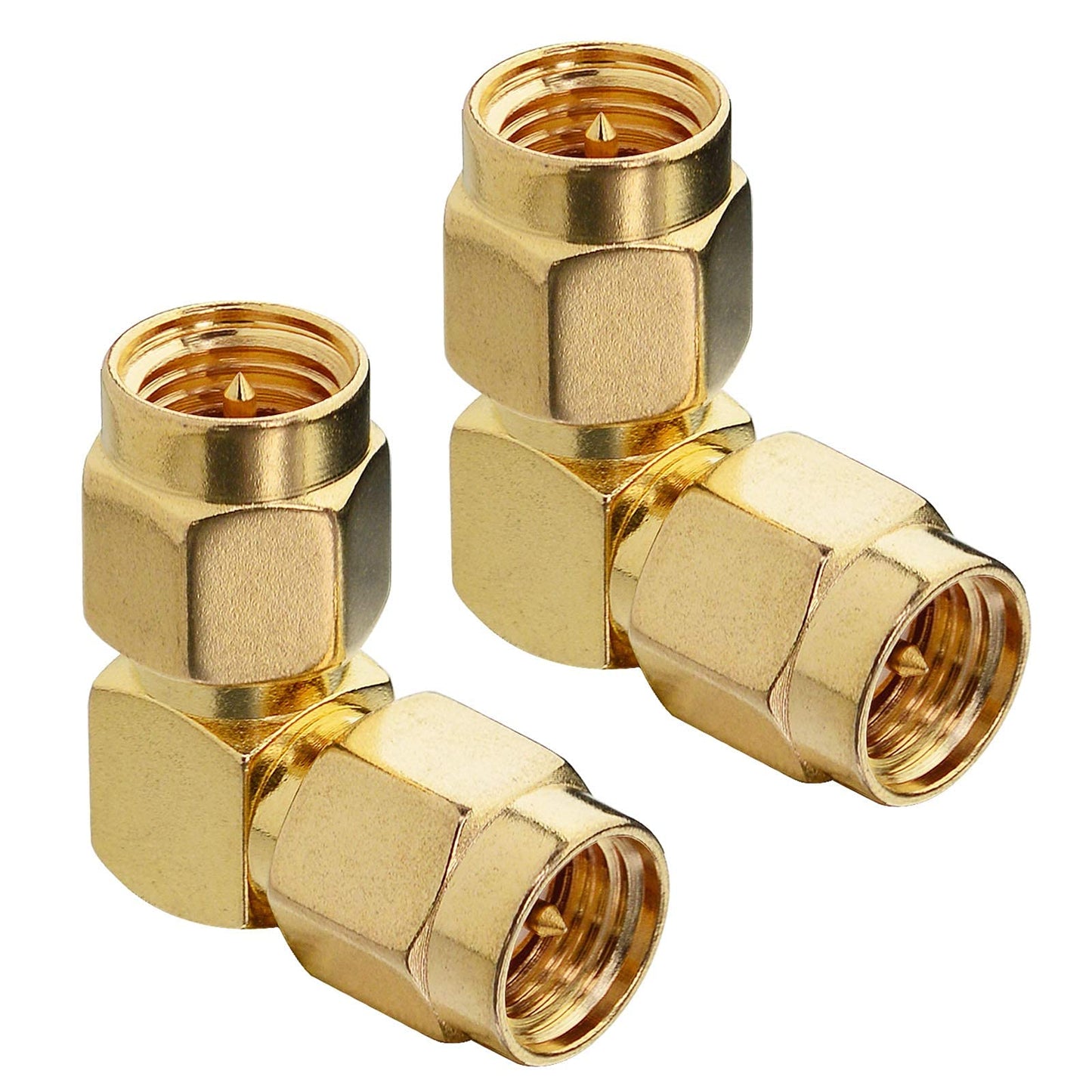 Boobrie SMA Coax Adapter SMA 90 Degree Connector SMA Male to SMA Male Right Angle Adapter Gold-Plated SMA Cable Adapter SMA Male Plug (Pin) Connector