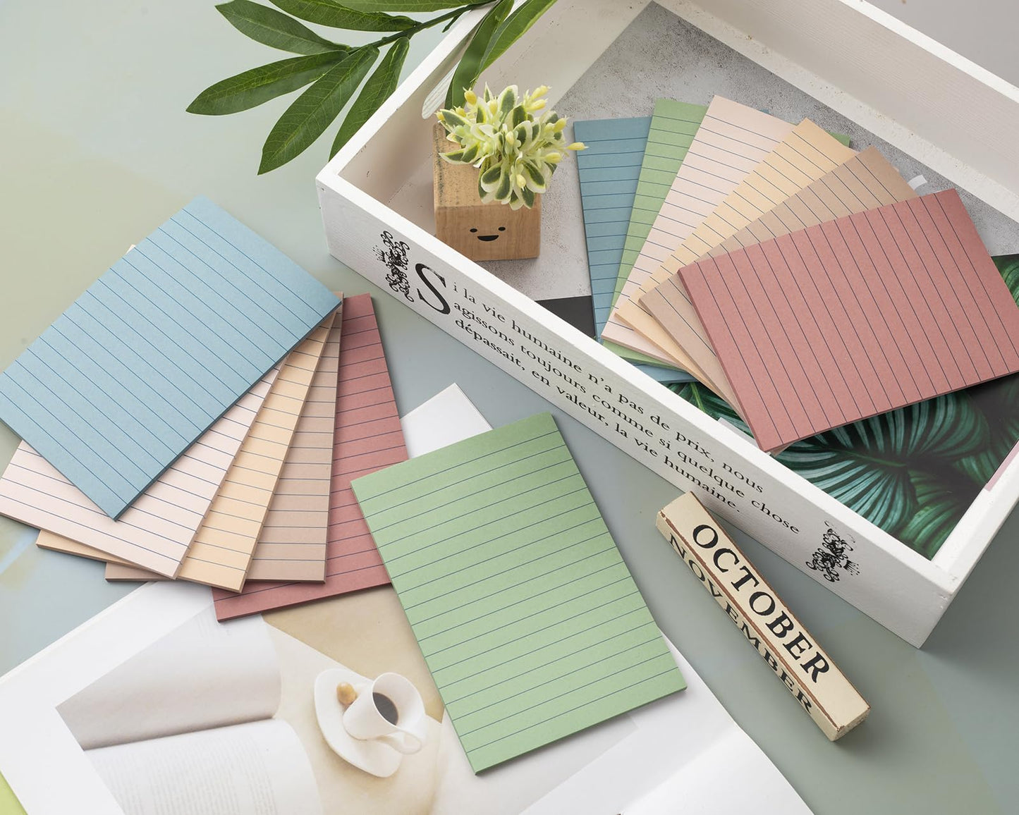 (6 Pack) Lined Sticky Notes 4x6 in,Vintage Large Notepads with Lines