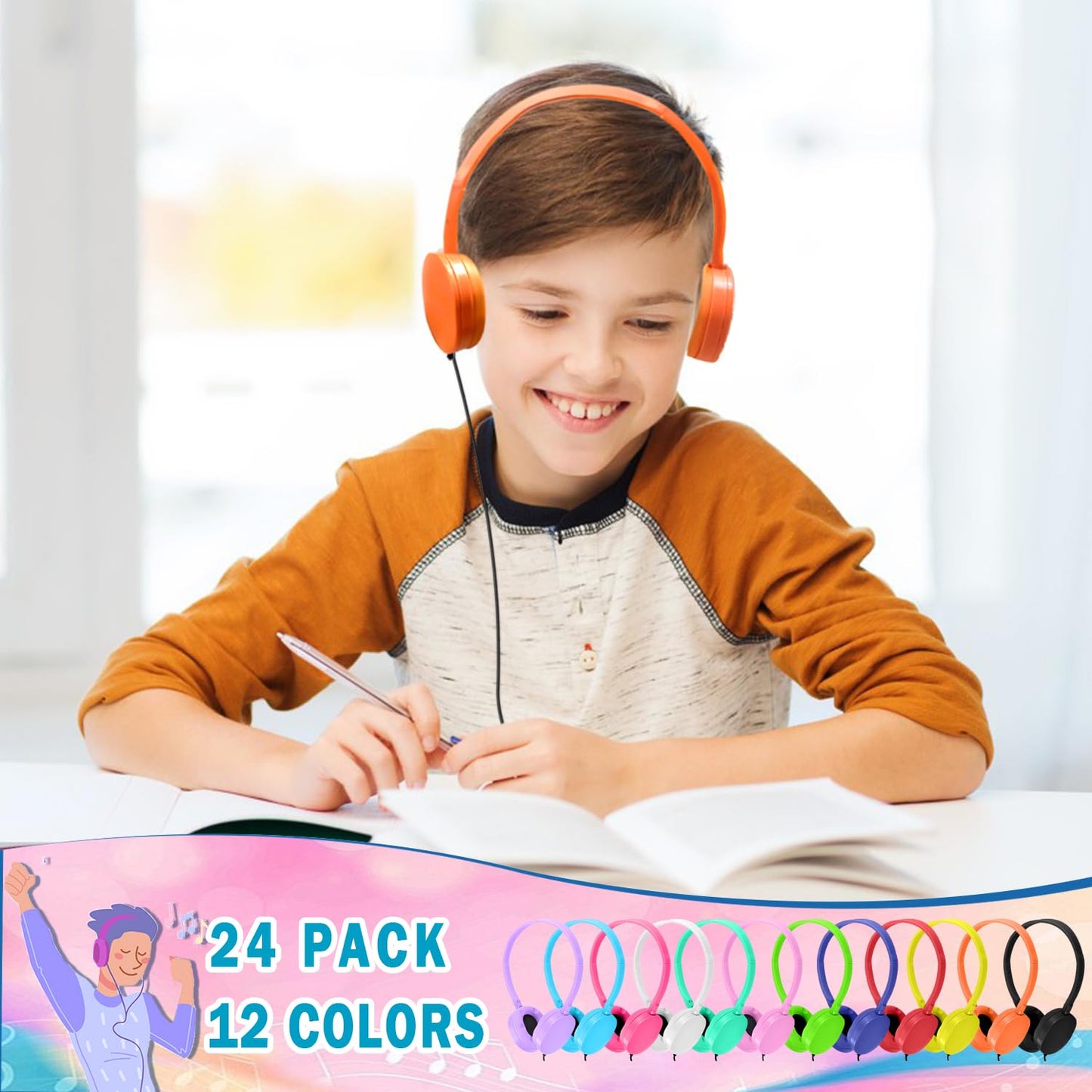 XOSDA 25 Pack Bulk Headphones Classroom for School Kids Students Teen Boys Girls Children Baby Toddler and Adult (Multi Colored)