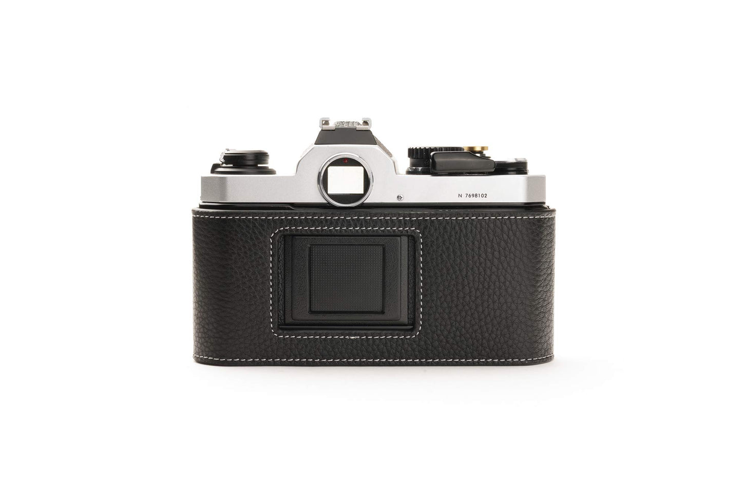 Nikon FM2 Case, BolinUS Handmade Genuine Real Leather Half Camera Case Bag Cover for Nikon FM2 FM FE FM2n FE2 With Hand Strap (Black)