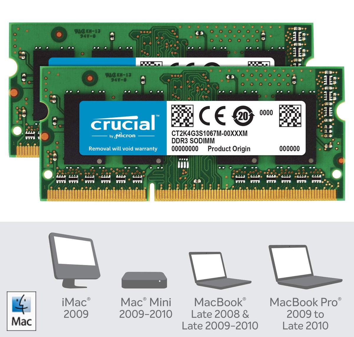 Crucial Technology 8GB Kit (4GBx2), 204-pin SODIMM, DDR3 PC3-8500,