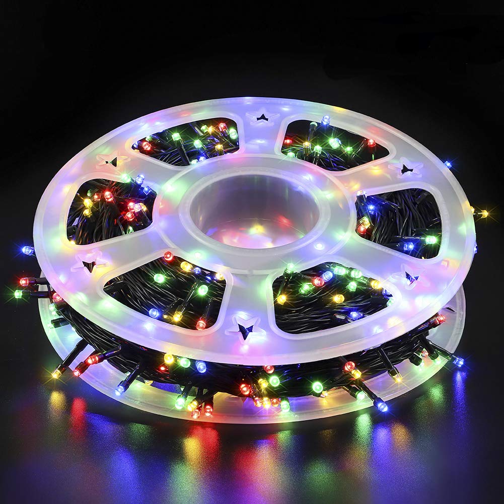 MYGOTO Christmas LED String Lights 500L 165feet 8 Modes 30V Plug in String Lights Green Wire Fairy Outdoor Lights Home Garden Party Wedding Xmas Tree