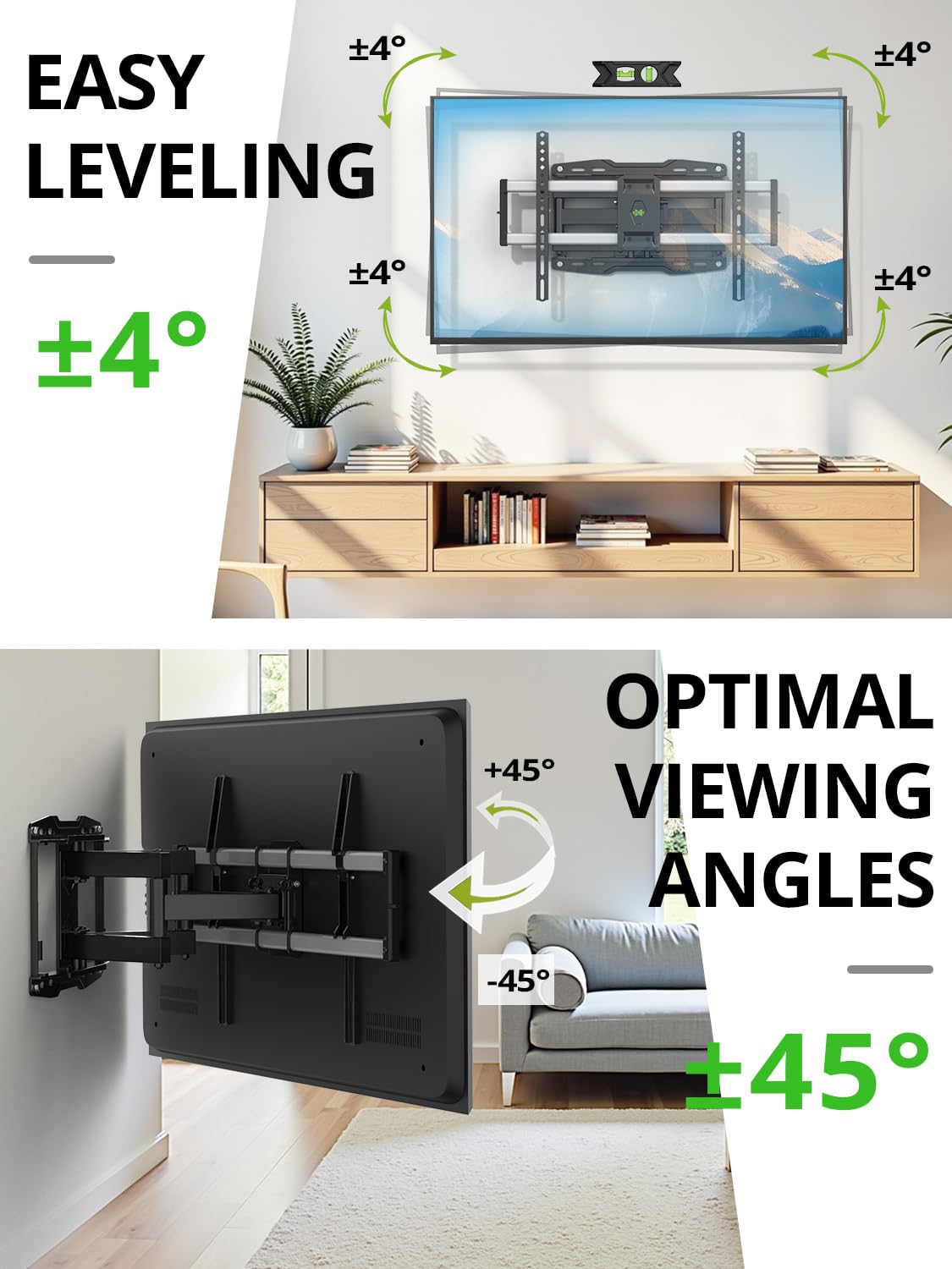 Outdoor TV Wall Mount for 47-90 Inch Television, Mount with Swivel and Tilt, Full Motion Weatherproof TV Bracket with Articulating Dual Arms, Max VESA