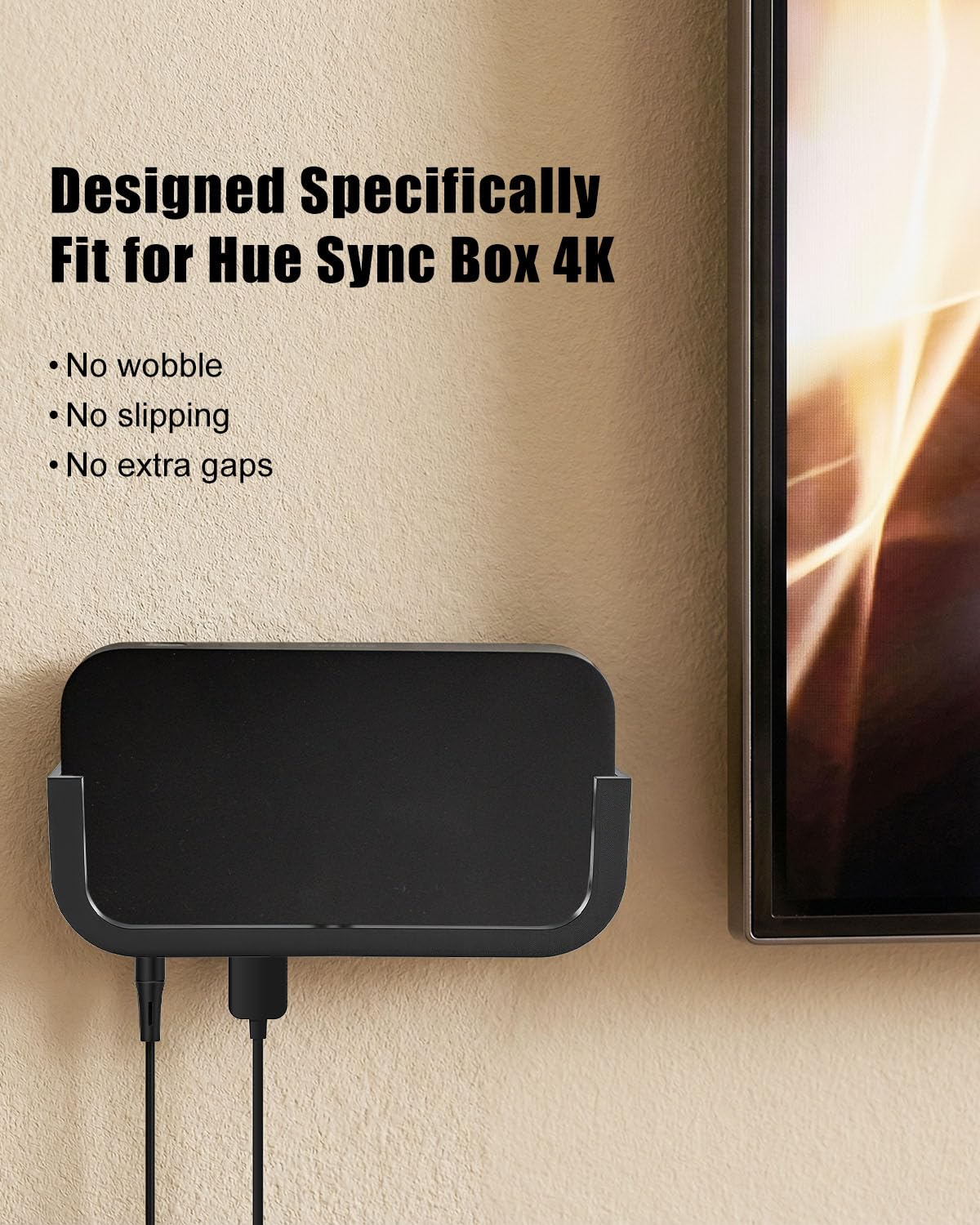 Wall Mount Fit for Philips Hue Play HDMI Sync Box 4K, Box Bracket with Screw Set, Space-Saving Wall Mount Holder