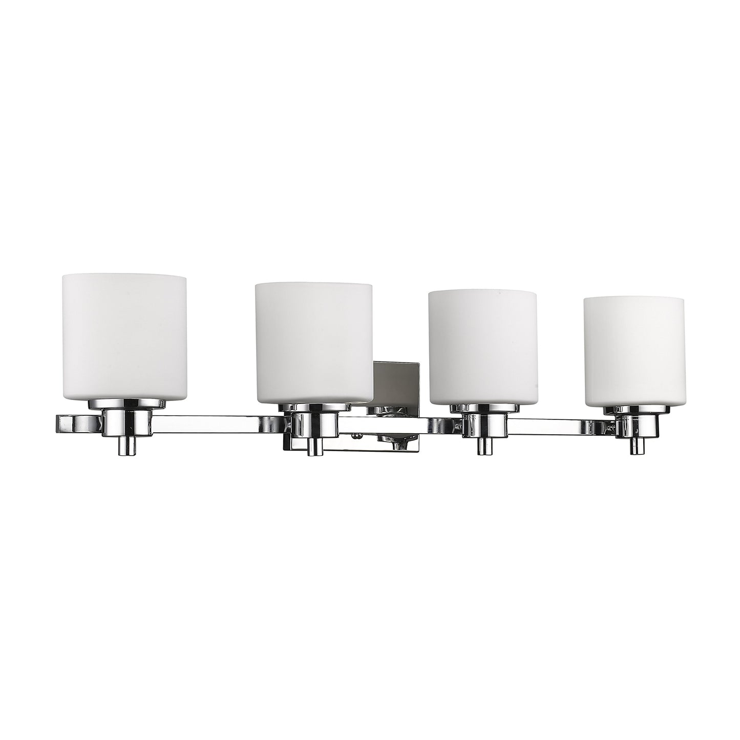 Chloe Lighting CH821036CM33-BL4 Contemporary 4 Light Chrome Finish Bath Vanity Wall Fixture Alabaster Glass, 33" Wide, White