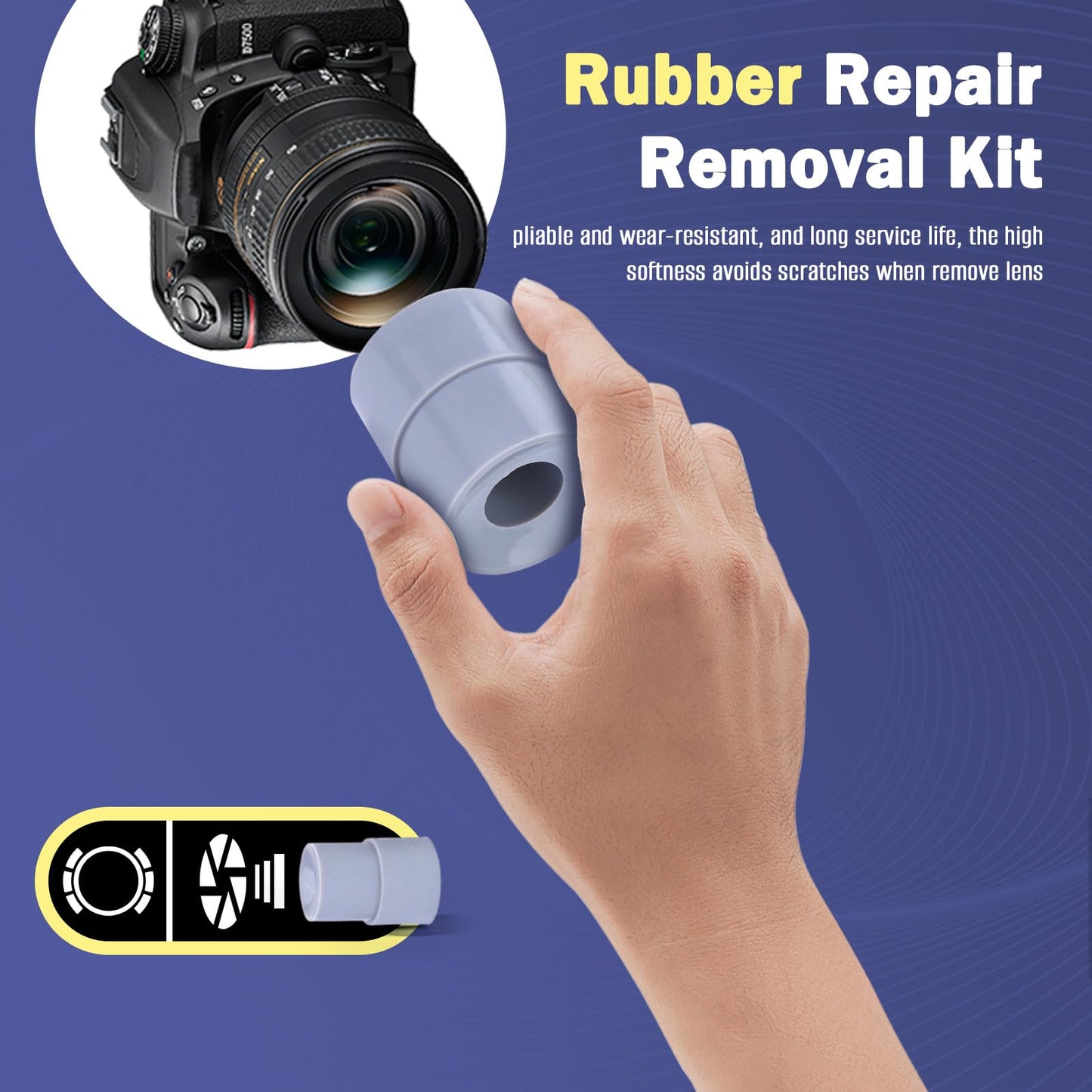Yoidesu DSLR Digital Camera and Camcorder Lens Tool Kit - 9pcs Lens Removal Ring, Rubber Repair Kit, Universal Opening Repairing Accessories (8-83mm