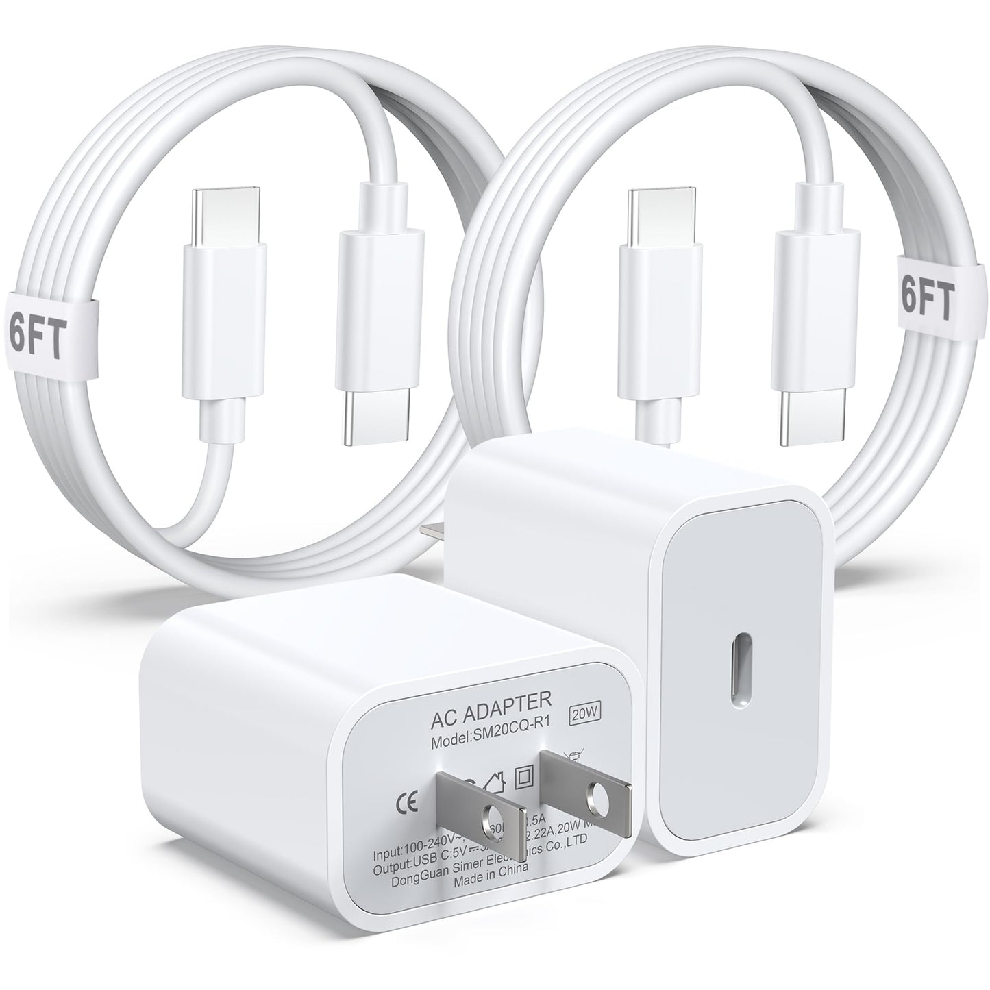 iPhone 17 Charger Fast Charging USB-C to USB-C, 6FT 20W PD Wall Adapter &Cable, Compatible with iPhone 16/16 Pro/16 Pro Max, iPhone 15/15 Plus/15